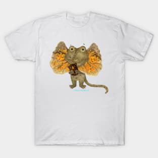 Cute Frilled Neck Lizard with Teddy Bear T-Shirt